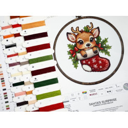 Cross Stitch Kit with Hoop Included "Santa's Surprise" 13,5x15cm SBC236