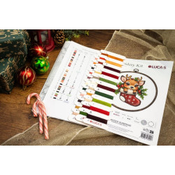 Cross Stitch Kit with Hoop Included "Santa's Surprise" 13,5x15cm SBC236