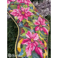 Cross stitch kit "Pink Poinsettia Christmas Stocking" 35x22 cm SK262