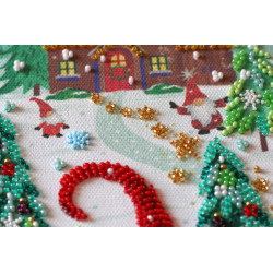 Main Bead Embroidery Kit Visiting the Dwarfs (Winter tale) 27x38 cm AAB-827