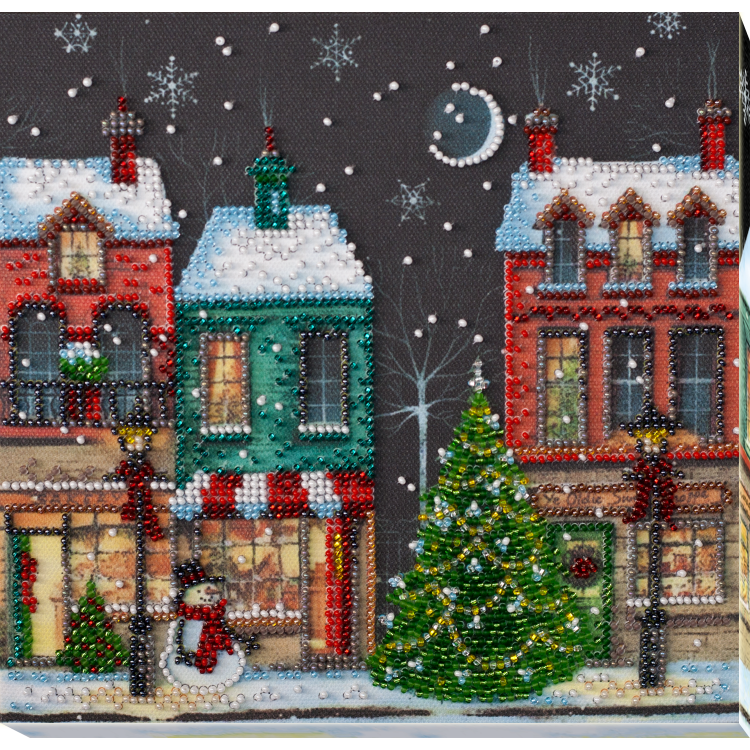 Mid-sized bead embroidery kit - Holiday town (Winter tale) 20x20 cm AAMB-048