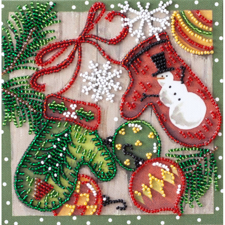 Mini Bead embroidery kit - Holiday trivia 15x15 cm AAM-201