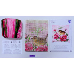 Cross stitch cushion kit Bird and roses PN/0166318