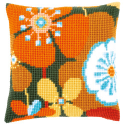 Cross stitch cushion kit Retro flowers PN/0156667