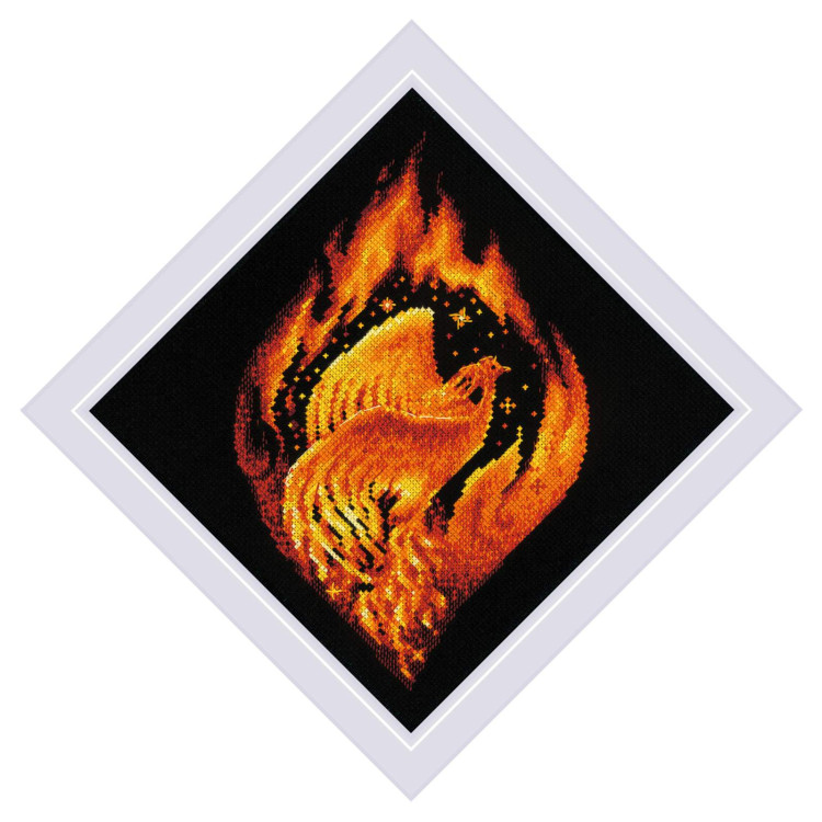 Cross stitch kit "Flaming Phoenix" 20x20 cm SR2259