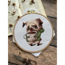 Cross-stitch kit "Coffee lovers. Pug" SANK-63