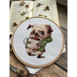 Cross-stitch kit "Coffee lovers. Pug" SANK-63