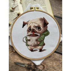 Cross-stitch kit "Coffee lovers. Pug" SANK-63