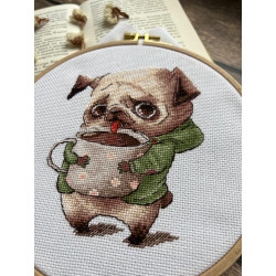 Cross-stitch kit "Coffee lovers. Pug" SANK-63