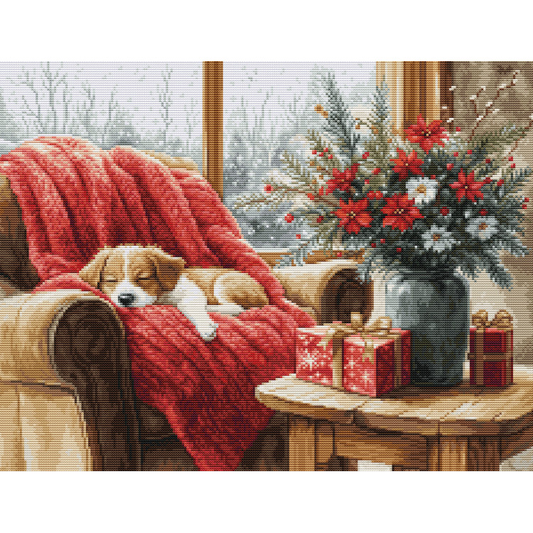 Cross Stitch Kit Petit Point Gold "Christmas Moment" 23,5x18cm SG711