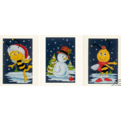 Cross stitch kit Snow with Maya&Willy set of 3 PN/0154076