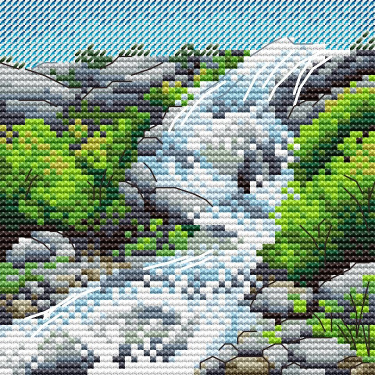 Cross stitch kit "Waterfall in the mountains" SM-998