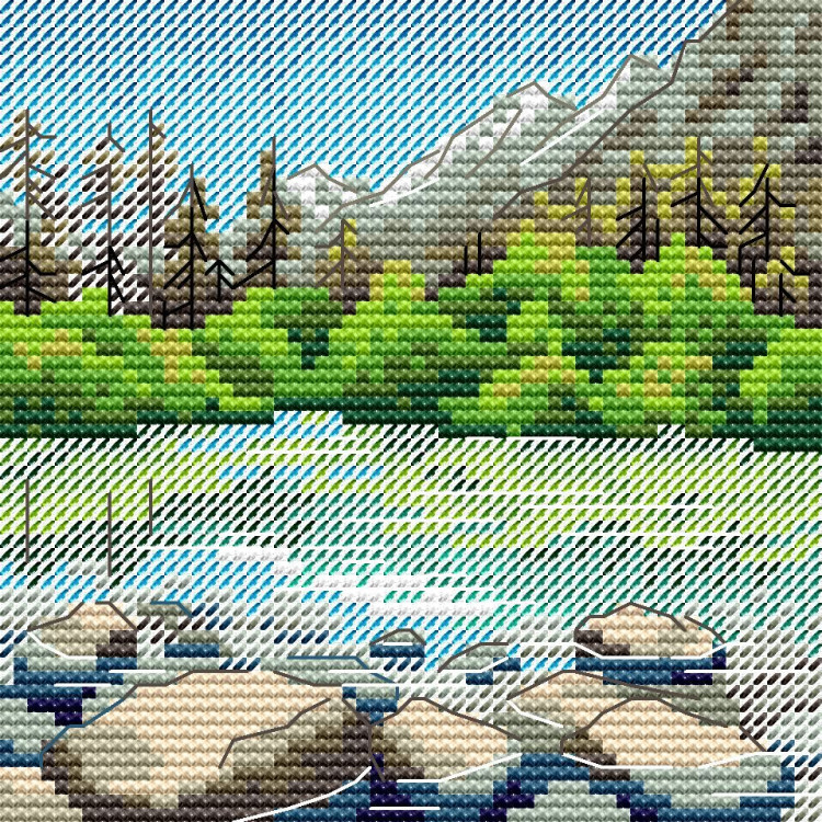 Cross stitch kit "Mountain lake" SM-996