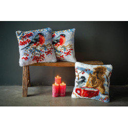 Cross stitch cushion kit "Goldfinch in winter" PN/0188511