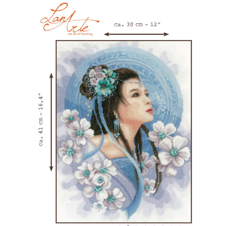 Counted cross stitch kit Asian Lady in blue 41x30 cm PN/0169168