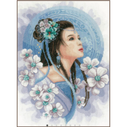 Набор для вышивания крестом Азиатская дама в синем 41x30 см PN/0169168