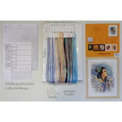 Zählmuster Kreuzstich-Set Asiatische Dame in Blau 41x30 cm PN/0169168