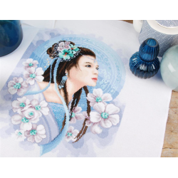 Counted cross stitch kit Asian Lady in blue 41x30 cm PN/0169168