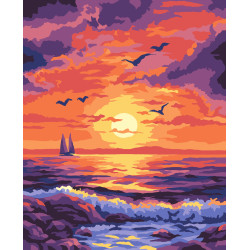 2024Malen-nach-Zahlen-Set „Ozean-Sonnenuntergang“ 16,5x13 cm MINI310