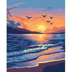 2024Malen-nach-Zahlen-Set „Sonnenuntergang am Meer“ 16,5x13 cm MINI313