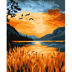 2024Paint by Numbers kit "Sunset at the lake" 16.5x13 cm MINI316