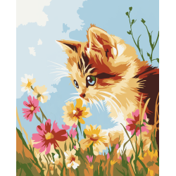 2024Paint by Numbers kit "Kitten in flowers" 16.5x13 cm MINI317