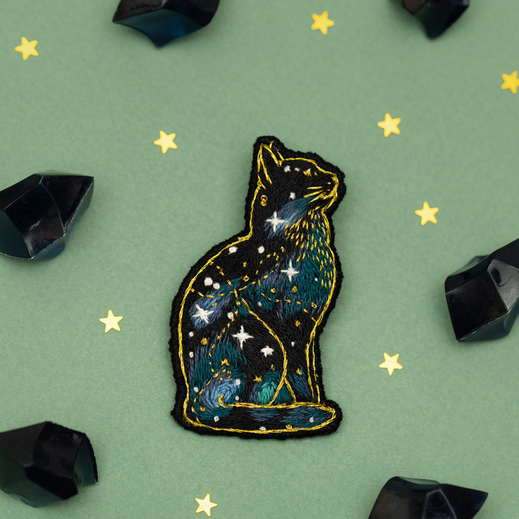 Cross stitch kit PANNA "Space cat brooch" PJK-2274