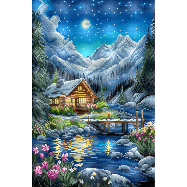 Cross stitch kit Moonlit night 19x29cm SLETIL9916