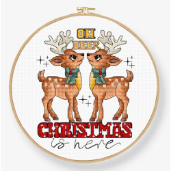 Cross stitch kit Oh Deer Christmas Is Here - Hoop included 12x14cm SLETIL9912