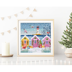 Cross stitch kit Snowy Sea Cottages 23x22cm SLETIL9915