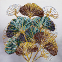 Mid-sized bead embroidery kit Emerald branch 20x20 cm AAMB-088