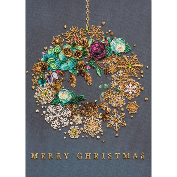 Pagrindinis karoliukų siuvinėjimo rinkinys Naujųjų metų vainikas (Žiemos pasaka) AAB-828