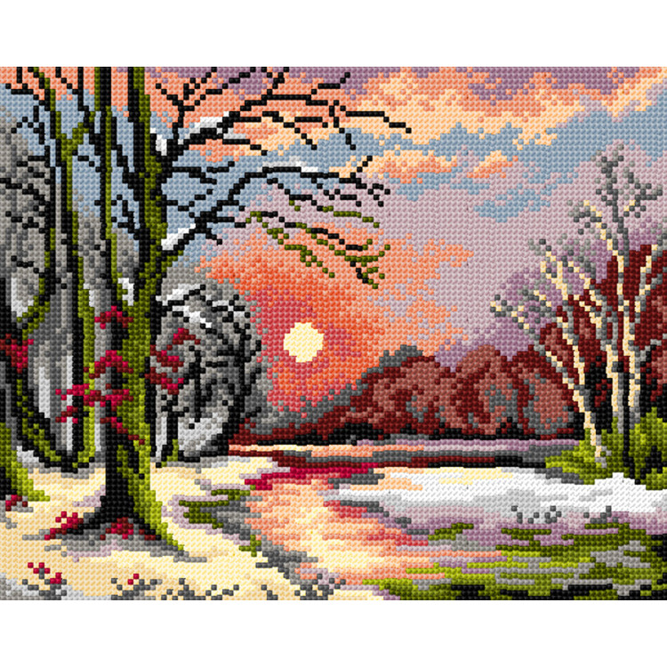 Gedruckter Gobelin nach Adolf Kaufmann - Winterlandschaft 24x30 SA3563