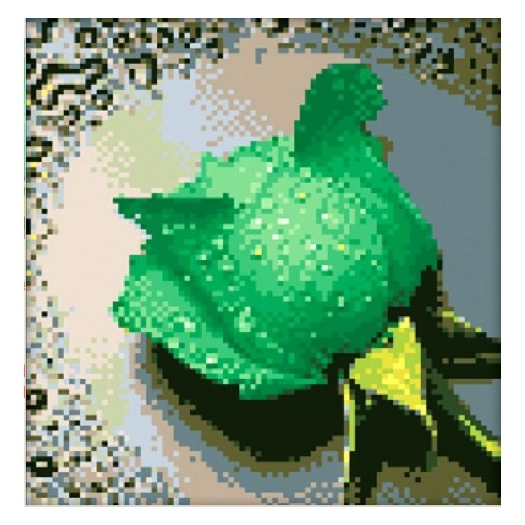 РАСПРОДАЖА (Снято с производства) Набор для алмазной живописи Зеленая роза 22х24 см AZ-28