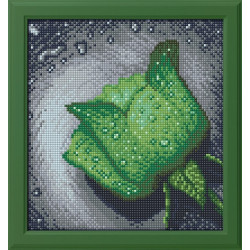 AUSVERKAUF (Eingestellt) Diamant-Malerei-Set Grüne Rose 22 x 24 cm AZ-28