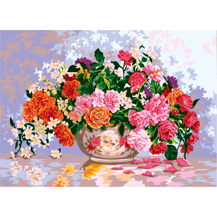 Печатное полотно 50x70 Розы в китайской чаше CDA12965