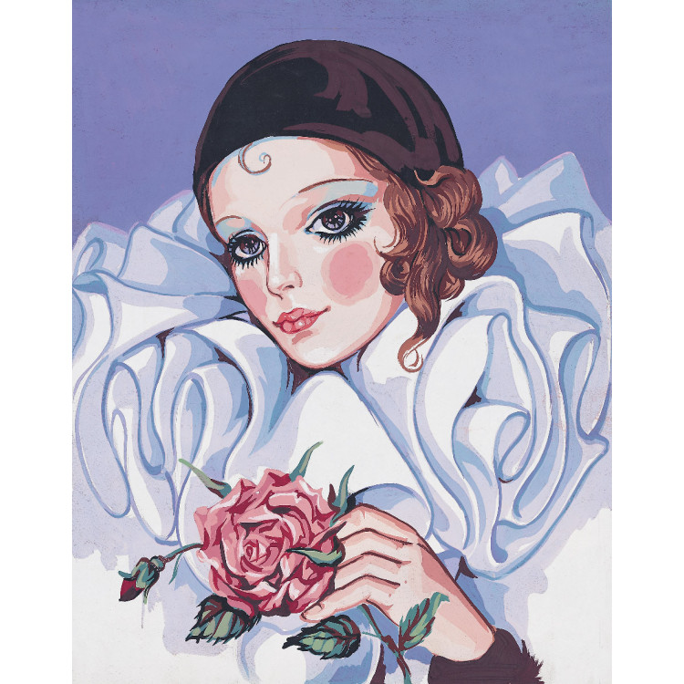 Printed Canvas 38x47 Pierrot With Rose CDA11307