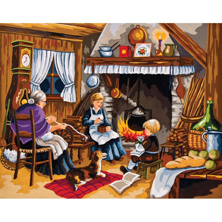 Холст с печатью 50x40 Домашние дела у камина CDA11552