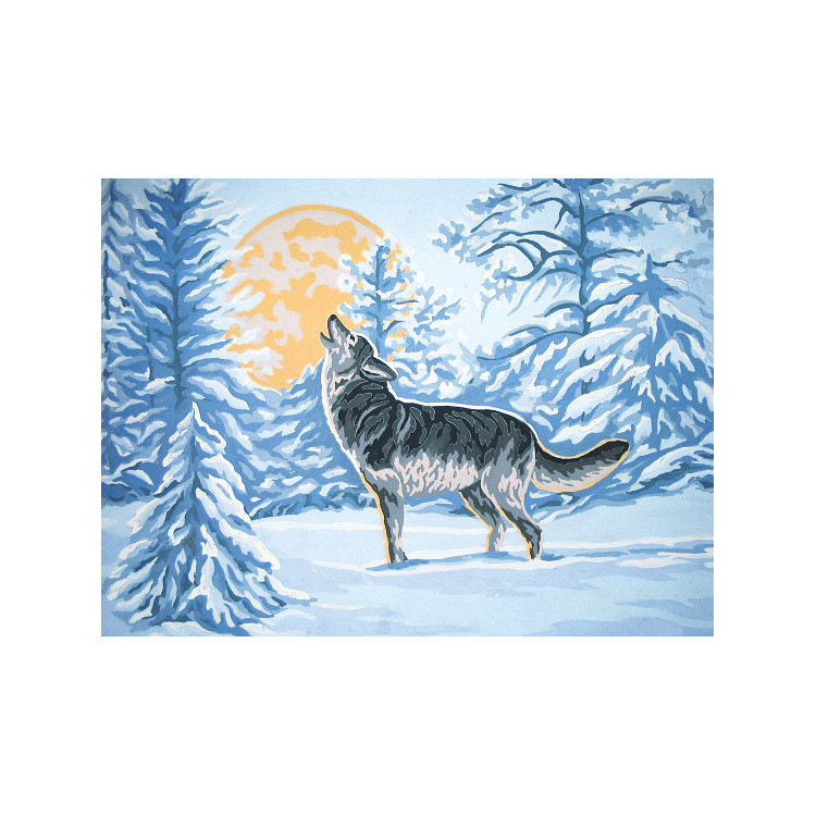 Bedruckte Leinwand 30x40 Mondlicht Wolf CDA10394