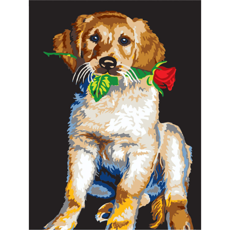 Gedruckte Leinwand 30x40 Retriever mit Rose CDA10404