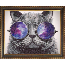 (Eingestellt) Diamant-Malerei-Set Katze mit Brille 40 x 50 cm AZ-3003