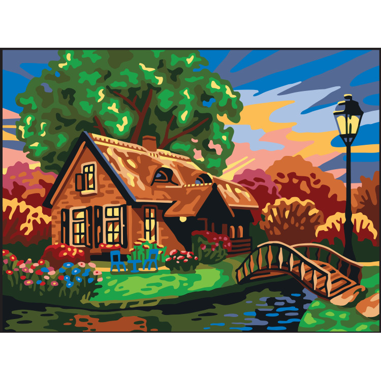 Printed Canvas 30x40 Cottage by the River CDA10500