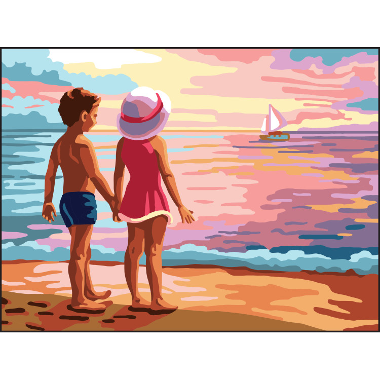 Bedruckte Leinwand 30x40 Kinder am Meer CDA10504W