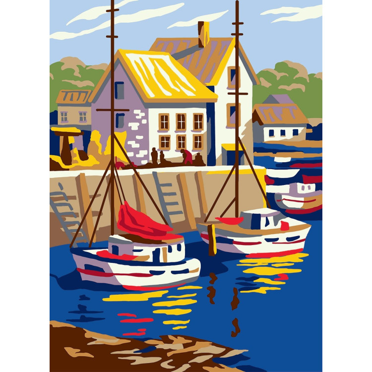 Spausdintas drobės 22x30 Laivai mažame uoste CDA6293
