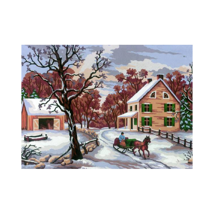 Bedruckte Leinwand 14x18 Schlittenfahrt CDA3207