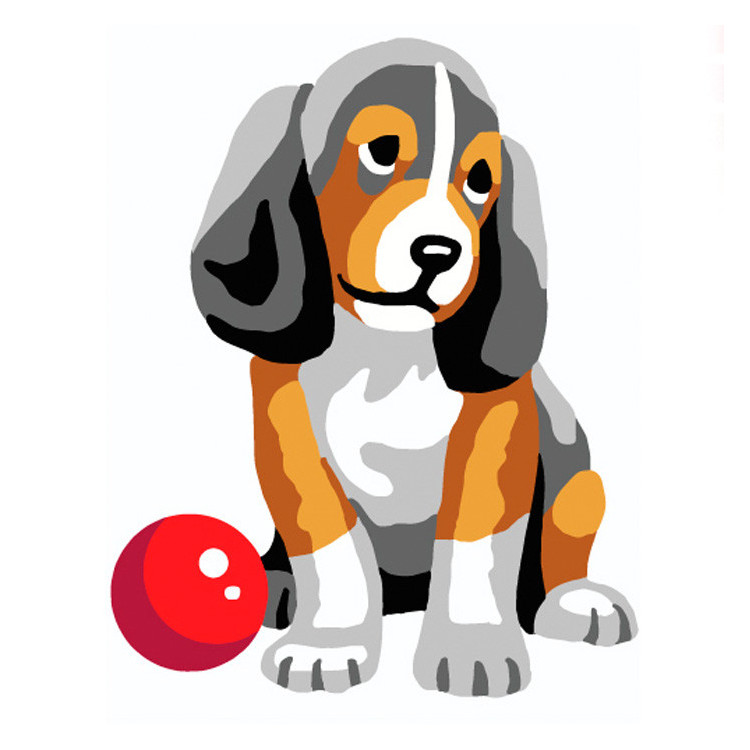 Холст с печатью 14x18 Щенок с мячом CDA3330