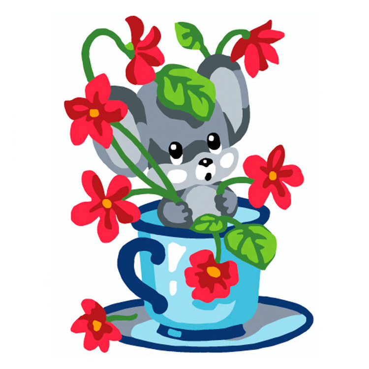 Spausdintas drobės 14x18 Pelė puodelyje CDA3331