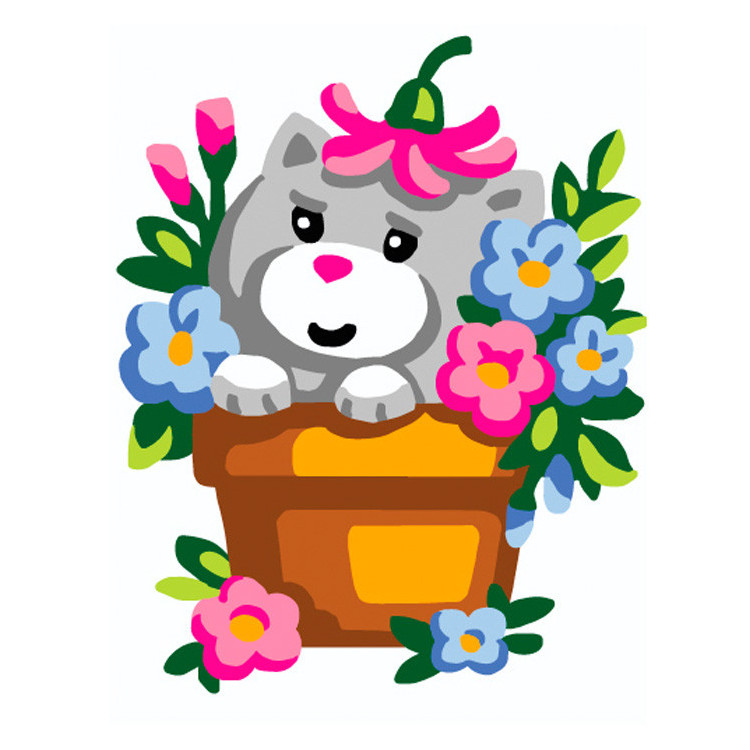 Печатный холст 14x18 Котенок в цветочном горшке CDA3333