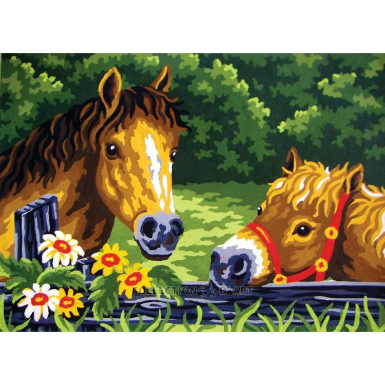 Atspausdinta drobė 22x30 Ponies at the Fence CDA6235