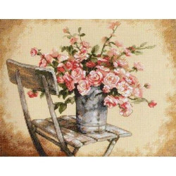 Roses on White Chair D35187
